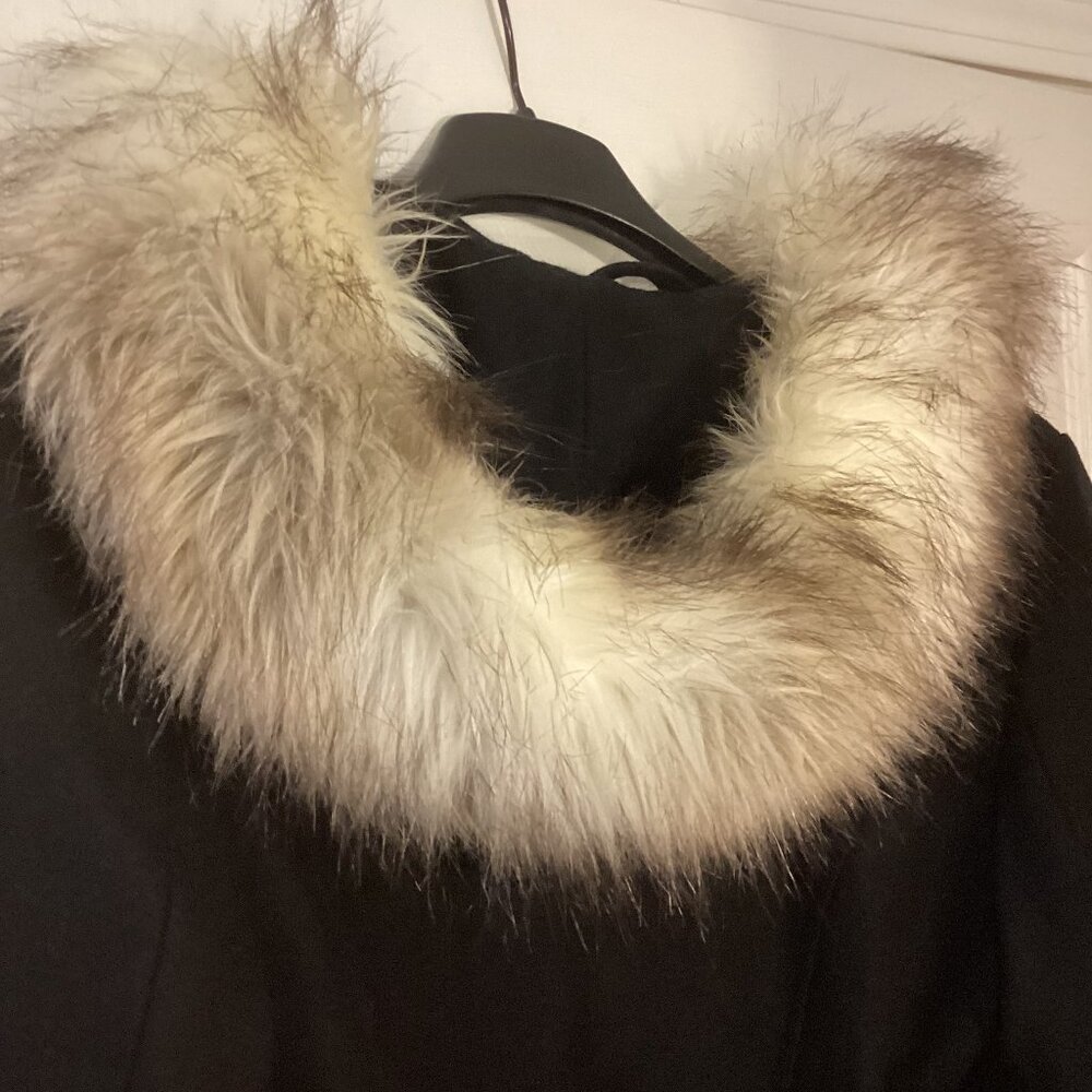 Laundry by Design Size M Ladies Black Wool Winter Coat with Faux Fur Trimed Hood - Picture 8 of 12